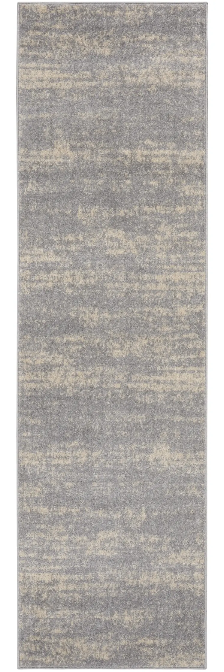 8' Gray And Beige Abstract Indoor Outdoor Runner Rug