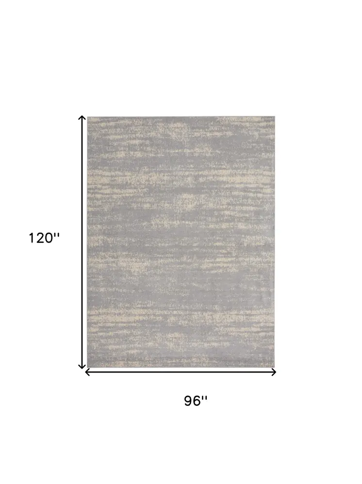 8' X 10' Gray And Beige Abstract Indoor Outdoor Area Rug