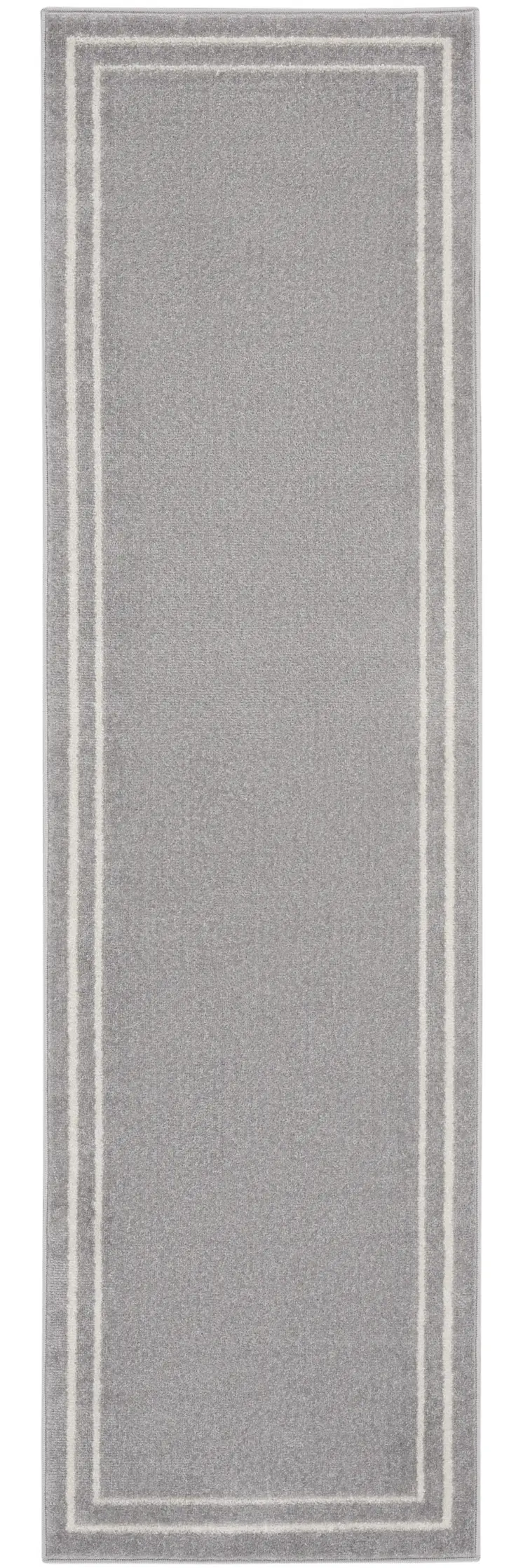 6' Gray And Ivory Indoor Outdoor Runner Rug