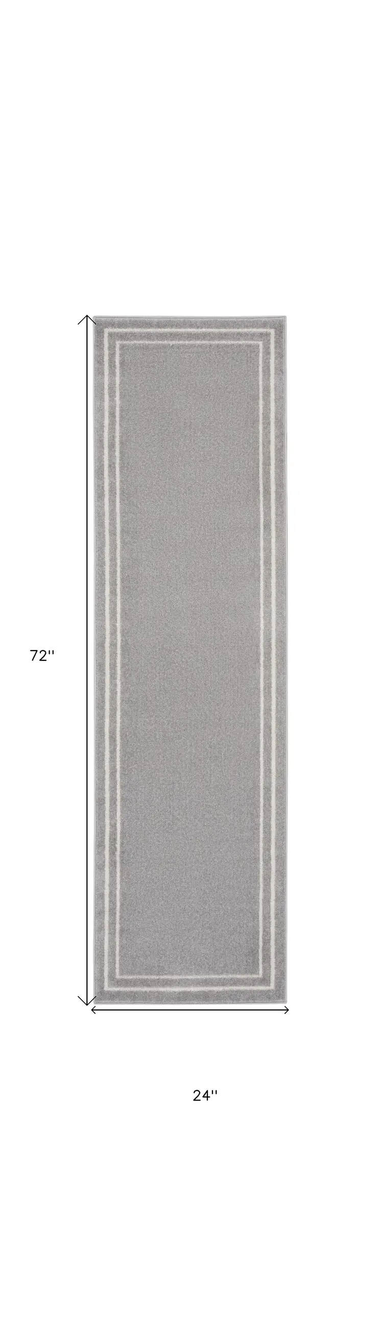 6' Gray And Ivory Indoor Outdoor Runner Rug