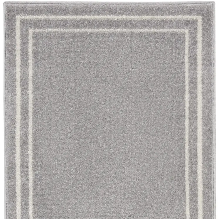 6' Gray And Ivory Indoor Outdoor Runner Rug