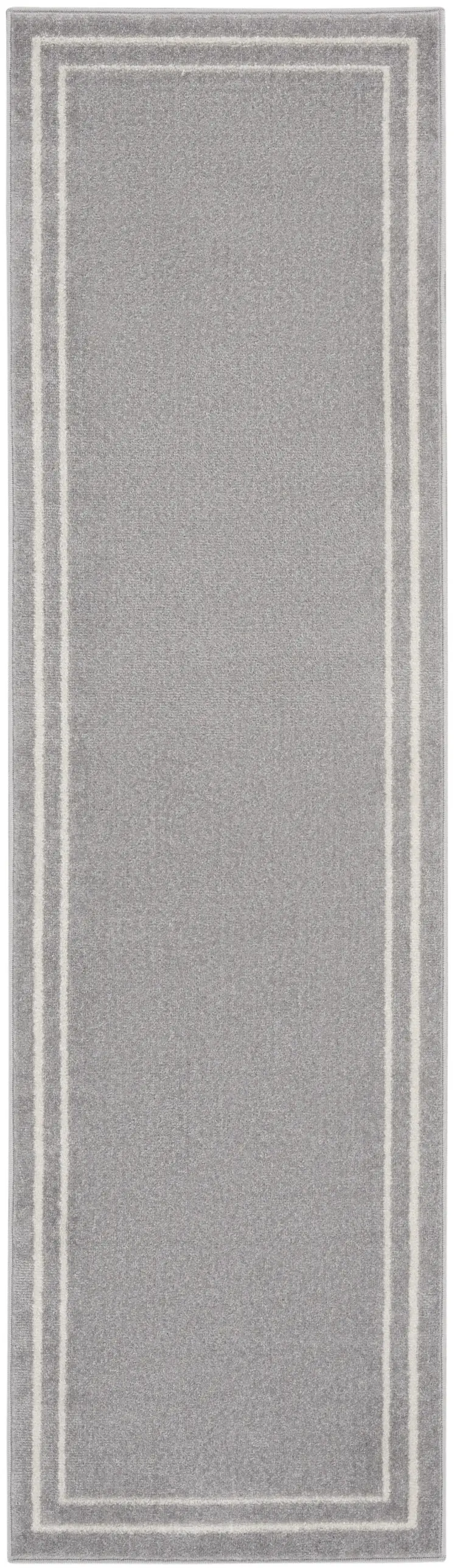8' Gray And Ivory Indoor Outdoor Runner Rug