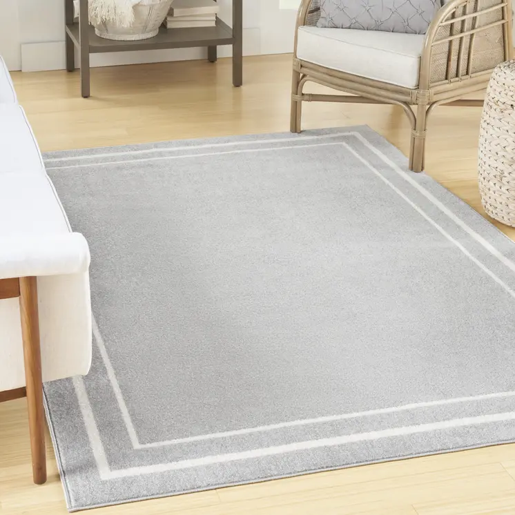 4' X 6' Gray And Ivory Indoor Outdoor Area Rug