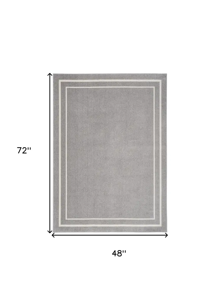 4' X 6' Gray And Ivory Indoor Outdoor Area Rug