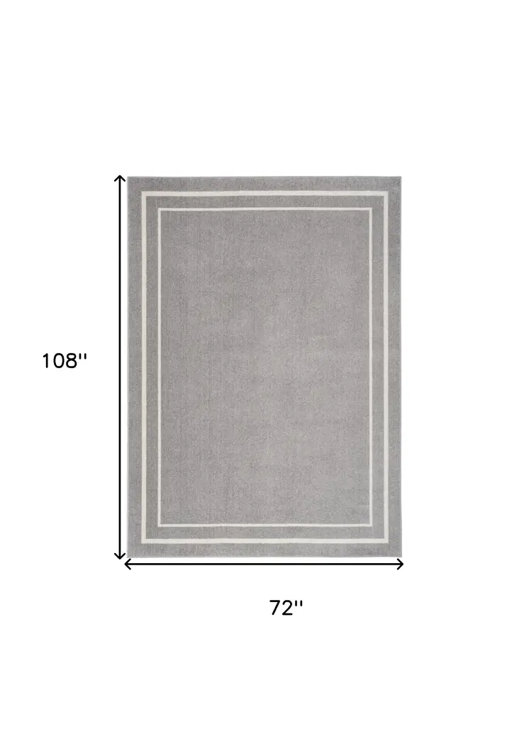 6' X 9' Gray And Ivory Indoor Outdoor Area Rug