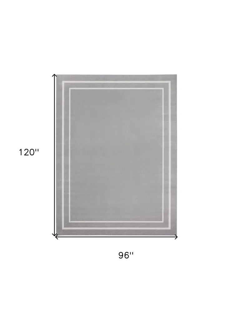 8' X 10' Gray And Ivory Indoor Outdoor Area Rug