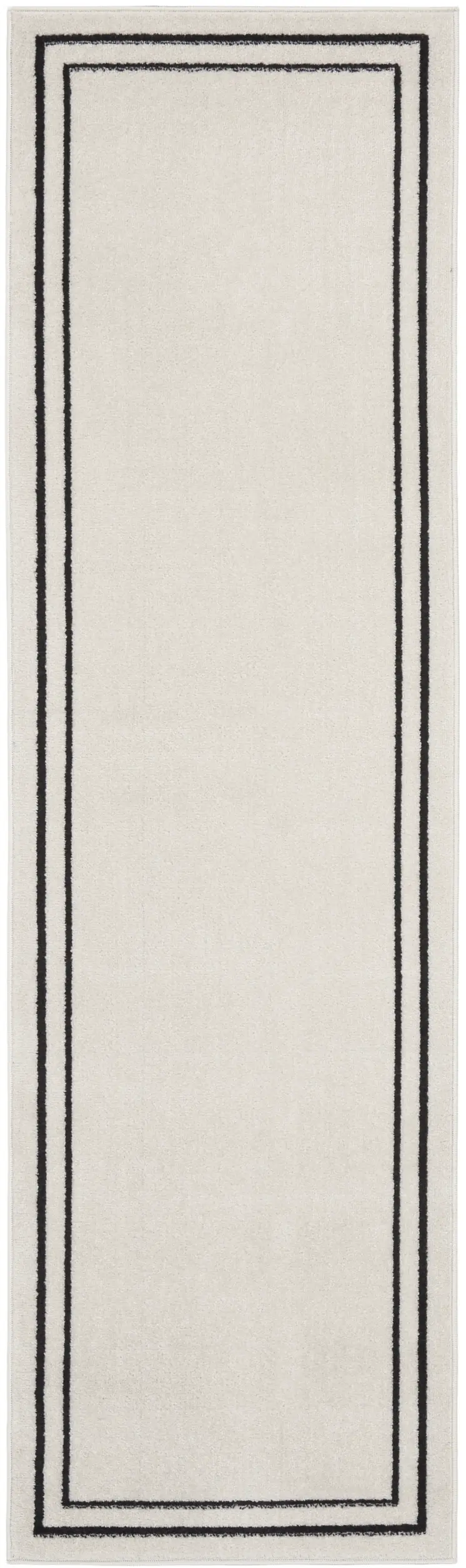 6' Ivory And Black Indoor Outdoor Runner Rug