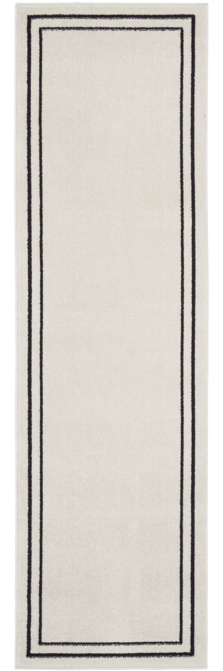 8' Ivory And Black Indoor Outdoor Runner Rug