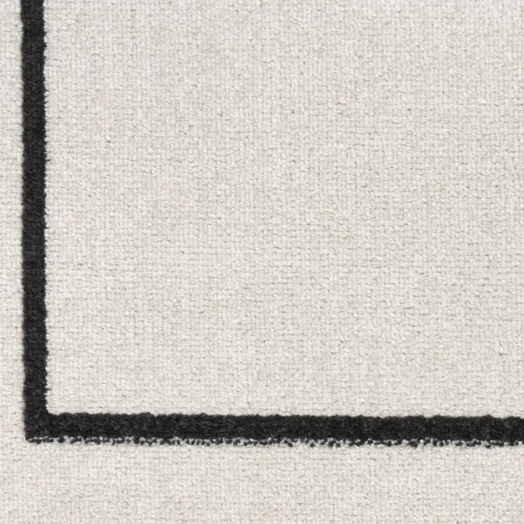 8' Ivory And Black Indoor Outdoor Runner Rug