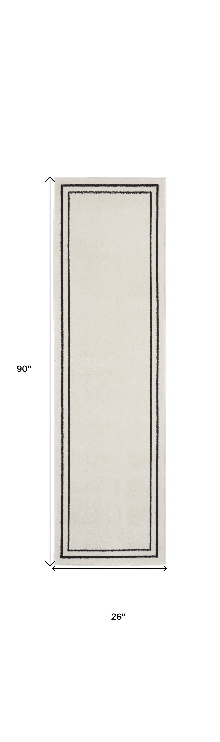 8' Ivory And Black Indoor Outdoor Runner Rug