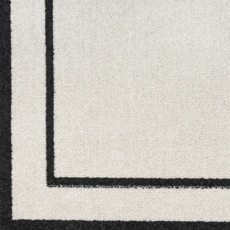 8' Ivory And Black Indoor Outdoor Runner Rug