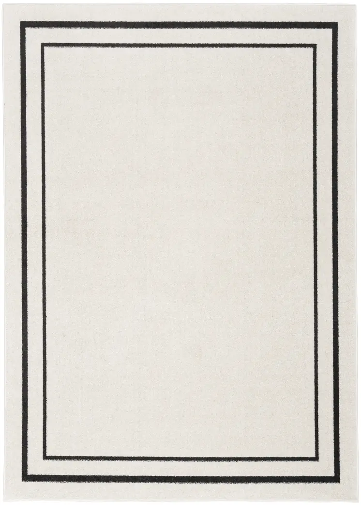 6' X 9' Ivory And Black Indoor Outdoor Area Rug