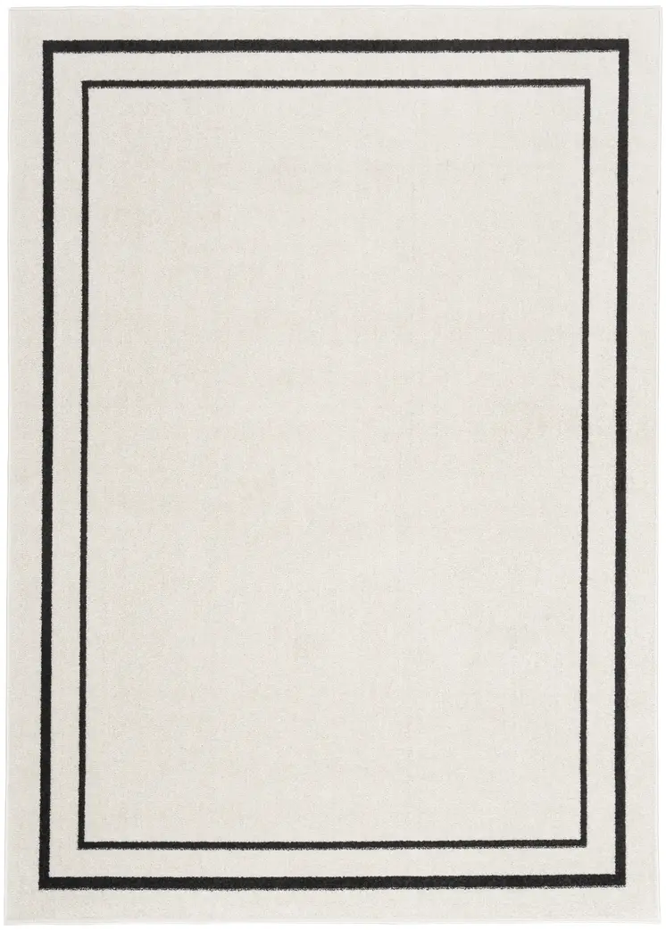 6' X 9' Ivory And Black Indoor Outdoor Area Rug