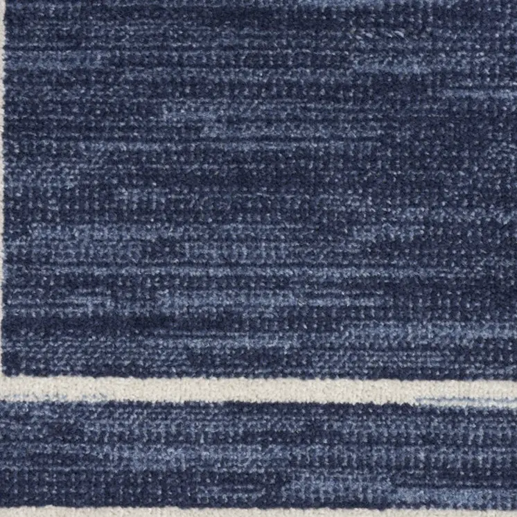 6' Navy Blue And Ivory Indoor Outdoor Runner Rug