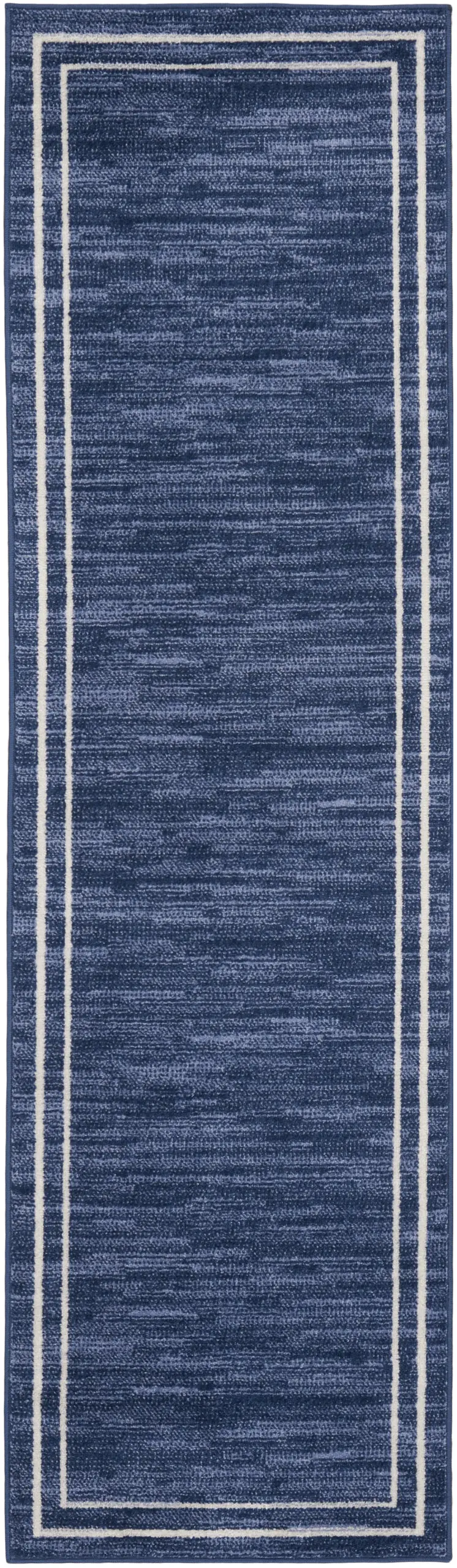 6' Navy Blue And Ivory Indoor Outdoor Runner Rug