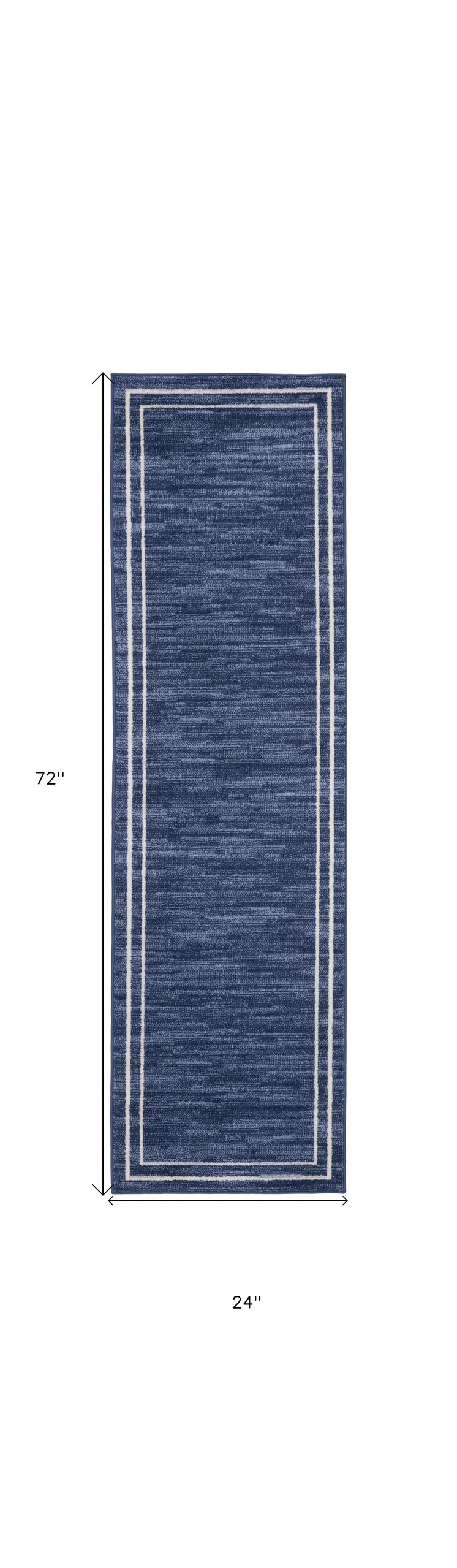 6' Navy Blue And Ivory Indoor Outdoor Runner Rug