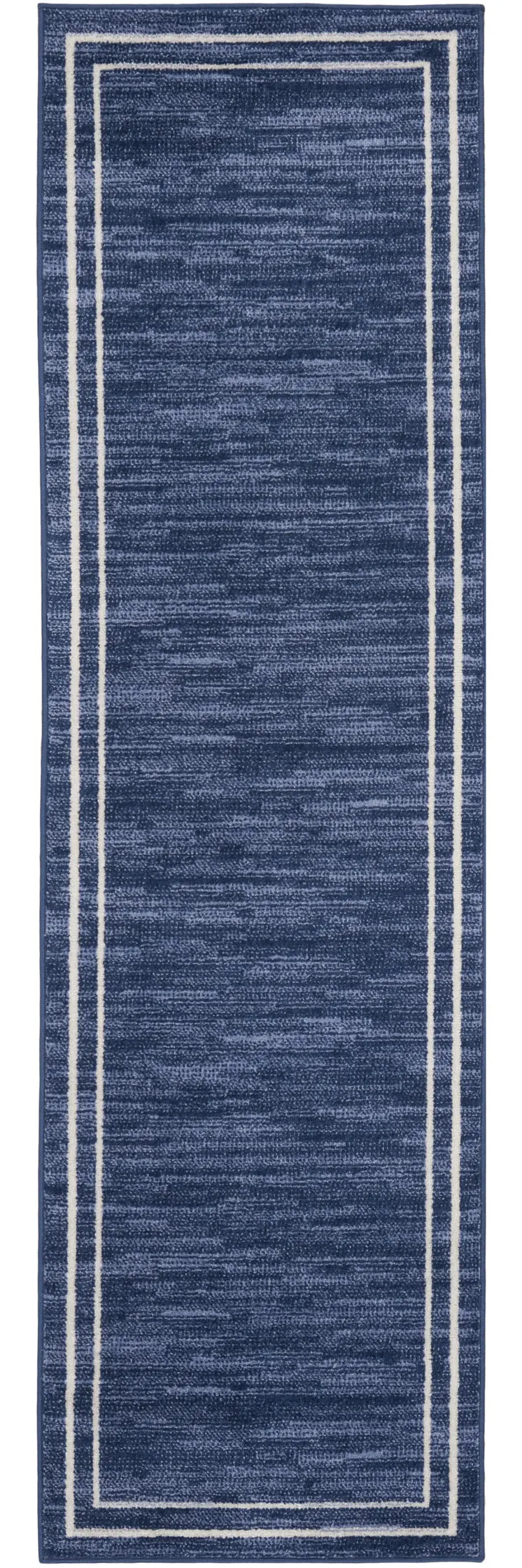 8' Navy Blue And Ivory Indoor Outdoor Runner Rug