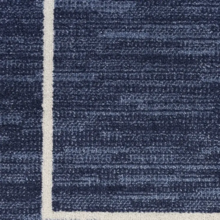 8' Navy Blue And Ivory Indoor Outdoor Runner Rug