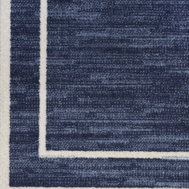 8' Navy Blue And Ivory Indoor Outdoor Runner Rug