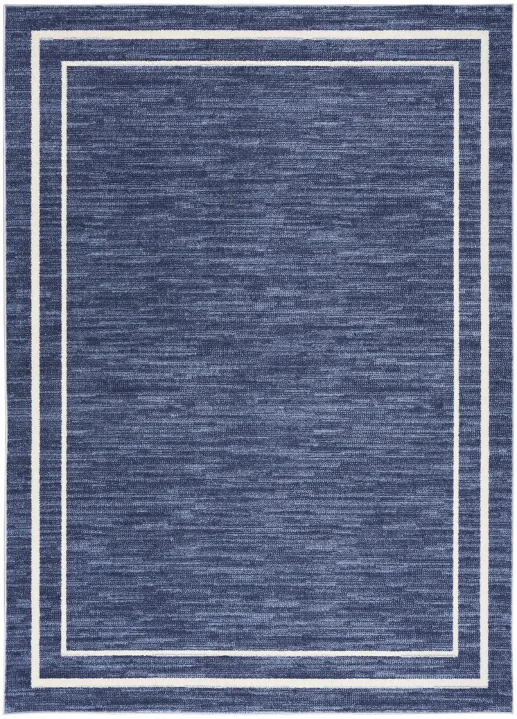 6' X 9' Navy Blue And Ivory Indoor Outdoor Area Rug