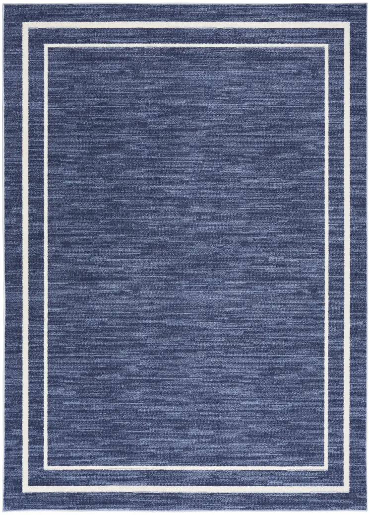 6' X 9' Navy Blue And Ivory Indoor Outdoor Area Rug