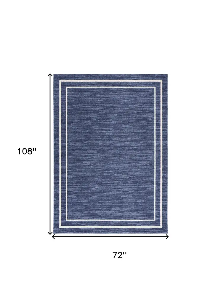 6' X 9' Navy Blue And Ivory Indoor Outdoor Area Rug