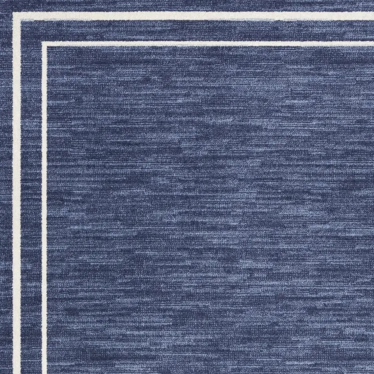 6' X 9' Navy Blue And Ivory Indoor Outdoor Area Rug