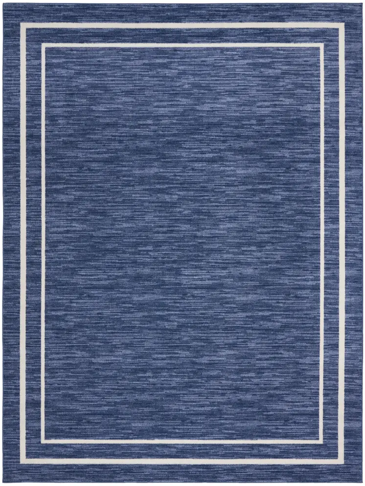 8' X 10' Navy Blue And Ivory Indoor Outdoor Area Rug