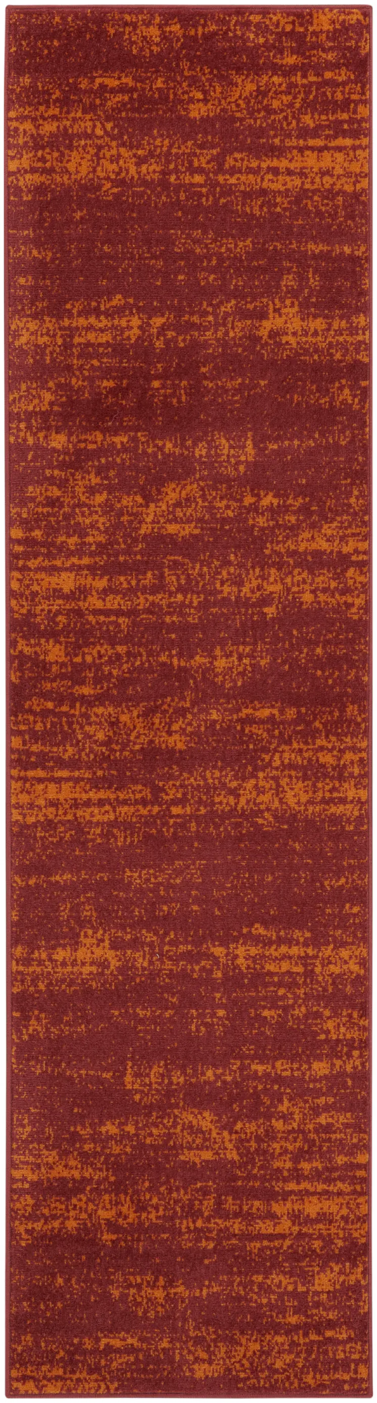 6' Red And Orange Abstract Indoor Outdoor Runner Rug