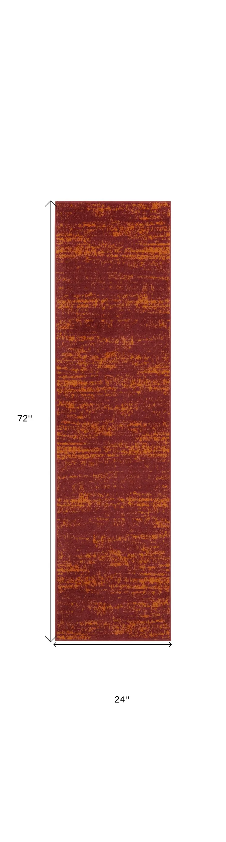 6' Red And Orange Abstract Indoor Outdoor Runner Rug