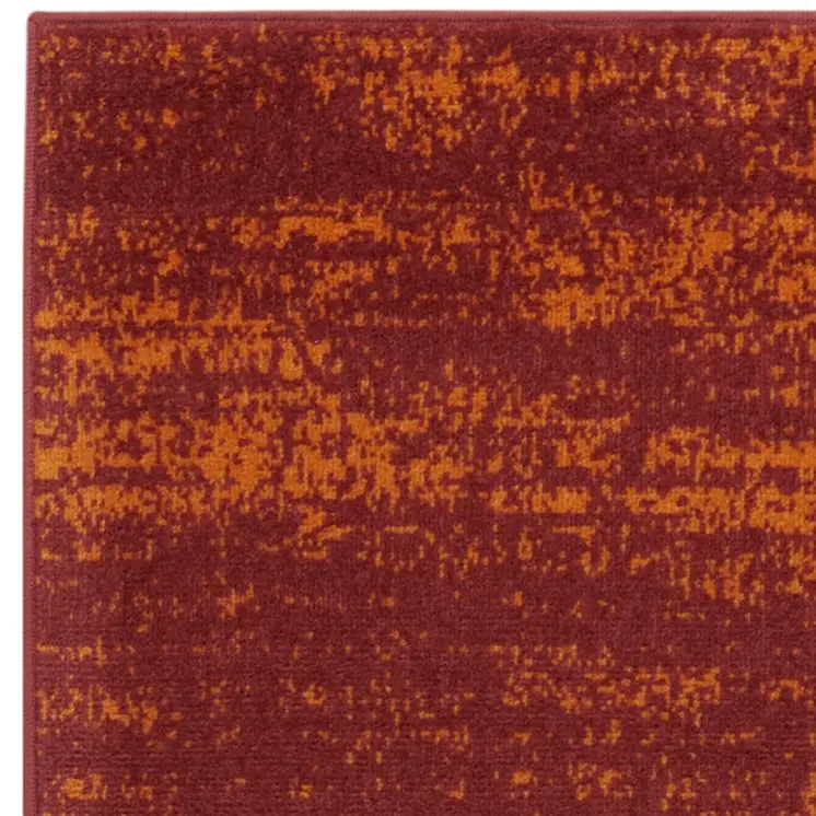 8' Red And Orange Abstract Indoor Outdoor Runner Rug