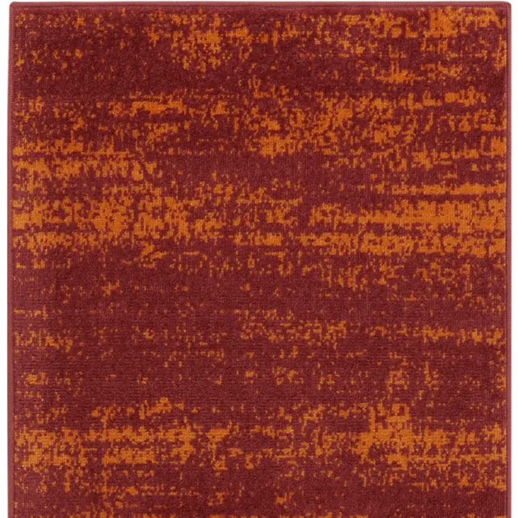 8' Red And Orange Abstract Indoor Outdoor Runner Rug