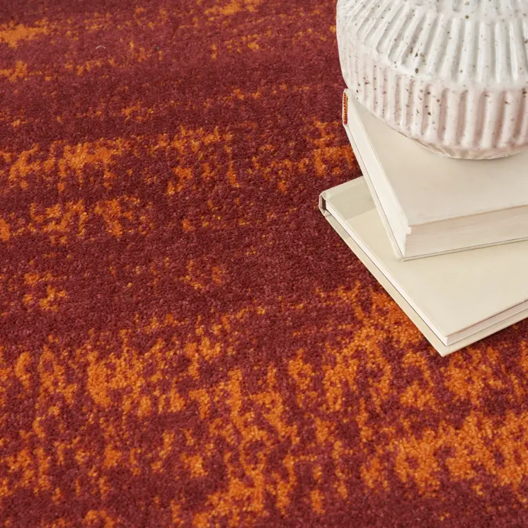 4' X 6' Red And Orange Abstract Indoor Outdoor Area Rug