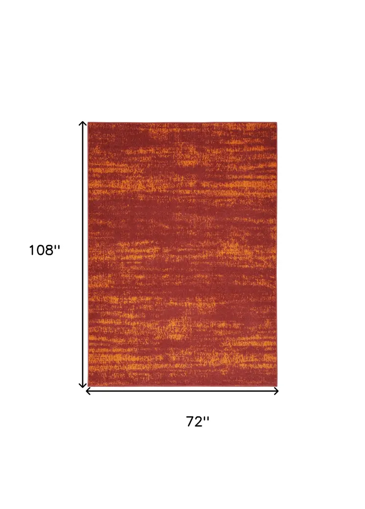 6' X 9' Red And Orange Abstract Indoor Outdoor Area Rug