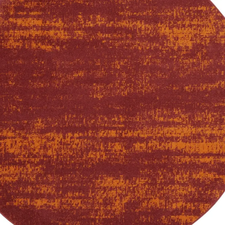 8' Red And Orange Round Abstract Indoor Outdoor Area Rug