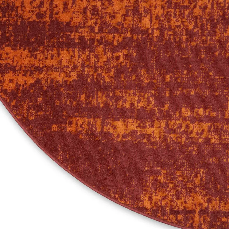 8' Red And Orange Round Abstract Indoor Outdoor Area Rug