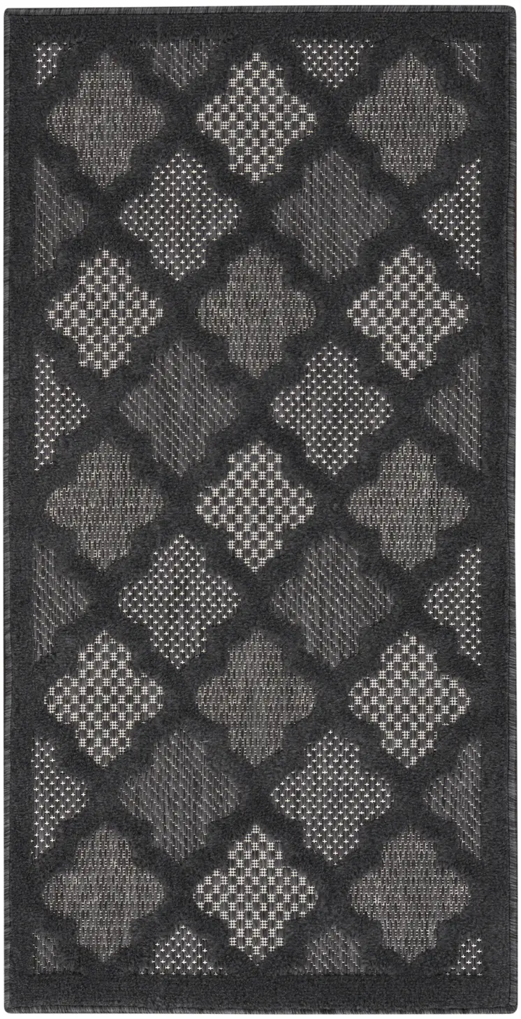 3' X 5' Charcoal And Black Trellis Indoor Outdoor Area Rug