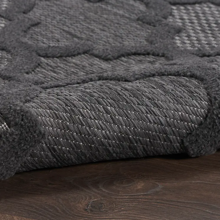 3' X 5' Charcoal And Black Trellis Indoor Outdoor Area Rug