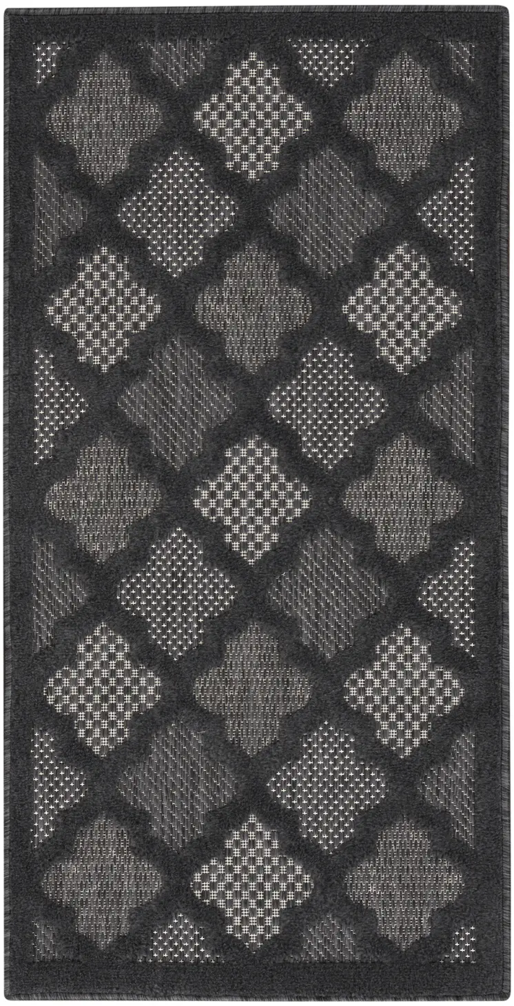 3' X 5' Charcoal And Black Trellis Indoor Outdoor Area Rug