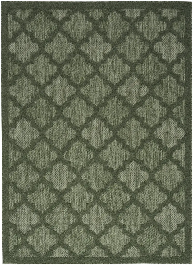 4' X 6' Dark Green And Light Green Trellis Indoor Outdoor Area Rug