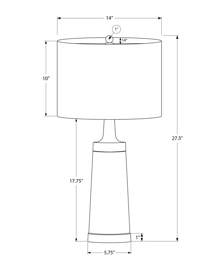 28" Black and Gold Metal Cylinder Table Lamp With Beige Drum Shade