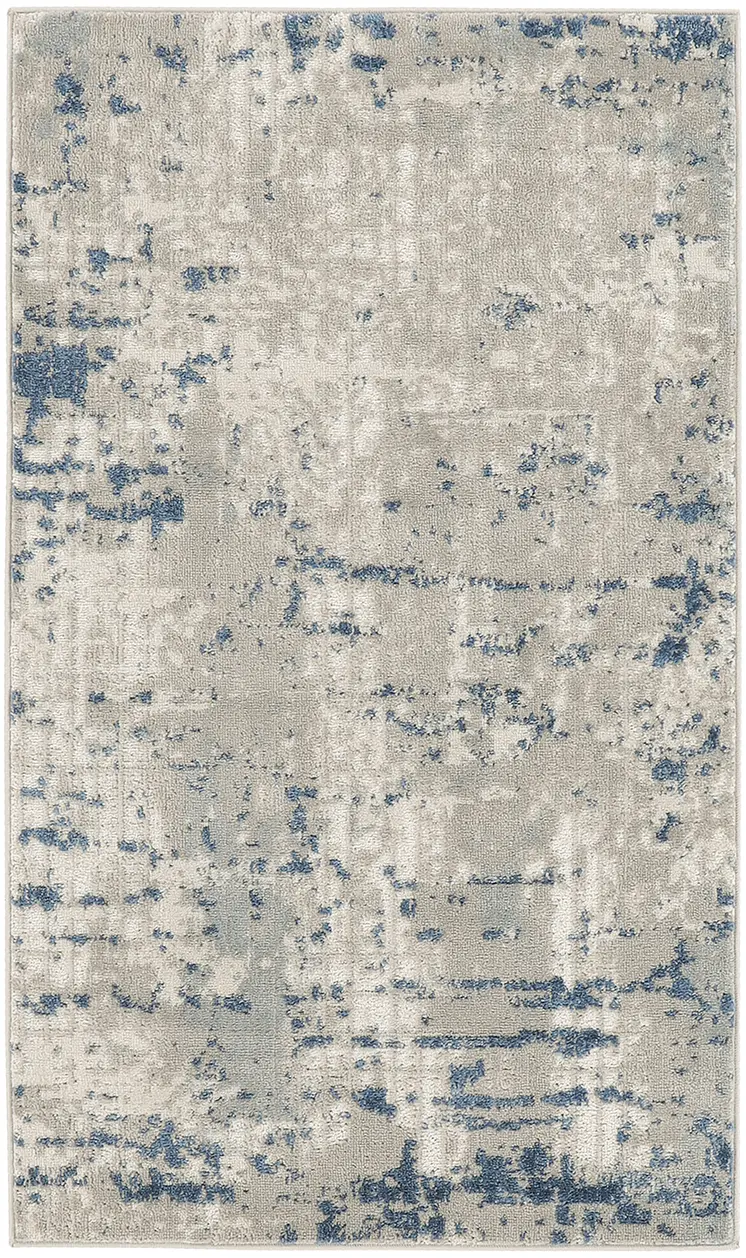 2' X 4' Gray and Ivory Abstract Power Loom Area Rug