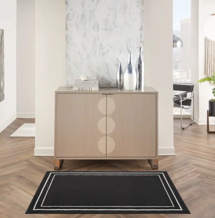 3' X 5' Black And Ivory Indoor Outdoor Area Rug