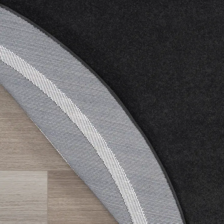 6' Black And Ivory Round Indoor Outdoor Area Rug
