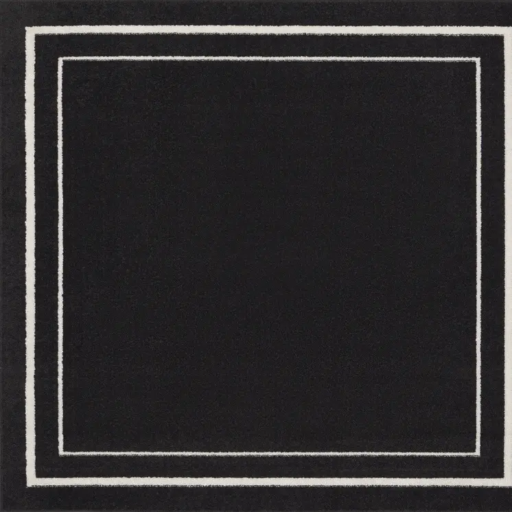 5' Black And Ivory Square Indoor Outdoor Area Rug