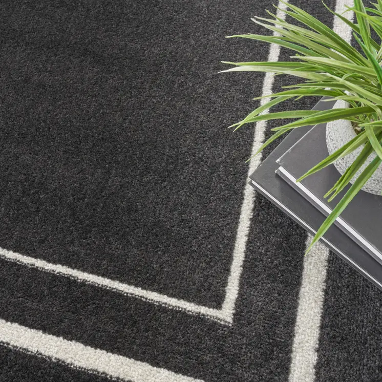 5' Black And Ivory Square Indoor Outdoor Area Rug