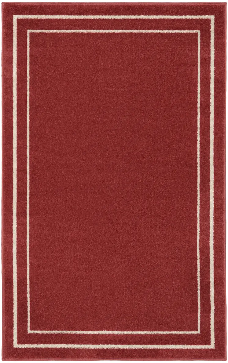 3' X 5' Red And Ivory Indoor Outdoor Area Rug