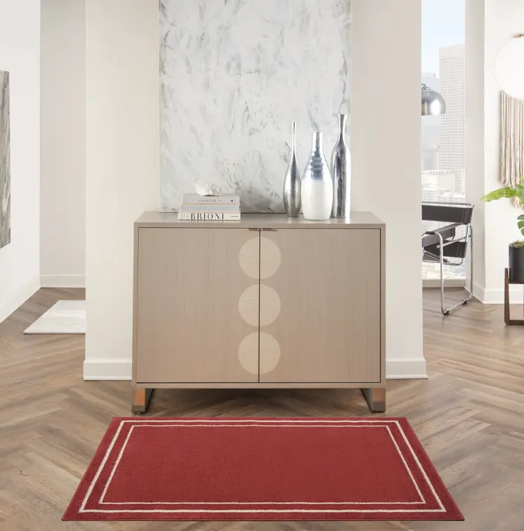 3' X 5' Red And Ivory Indoor Outdoor Area Rug