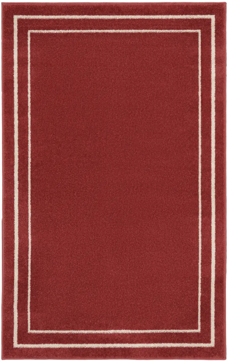 3' X 5' Red And Ivory Indoor Outdoor Area Rug
