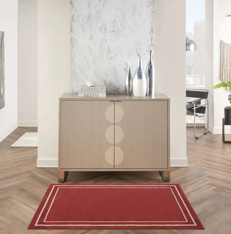 3' X 5' Red And Ivory Indoor Outdoor Area Rug